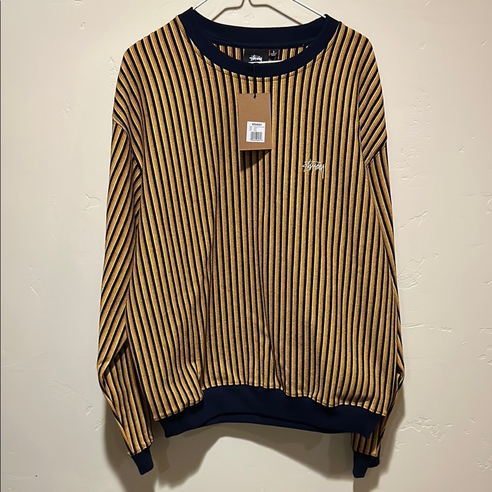Stussy Black and Tan Sweatshirt with Ribbed Trim